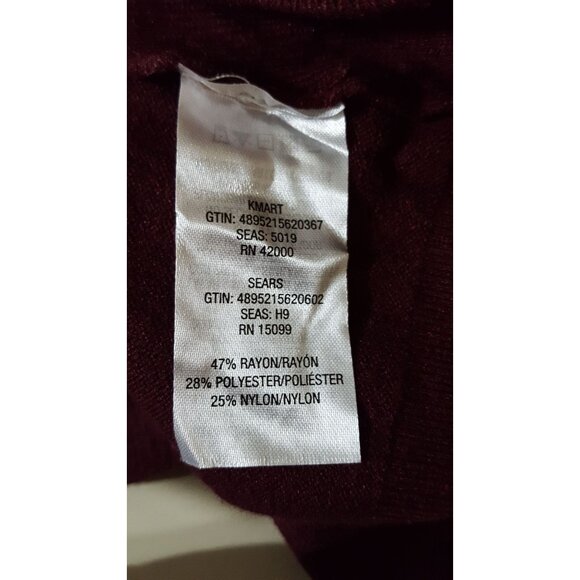 Womens Pull Over Sweater XXL Long Sleeve Beaded Burgundy Crew Neck - Picture 6 of 7